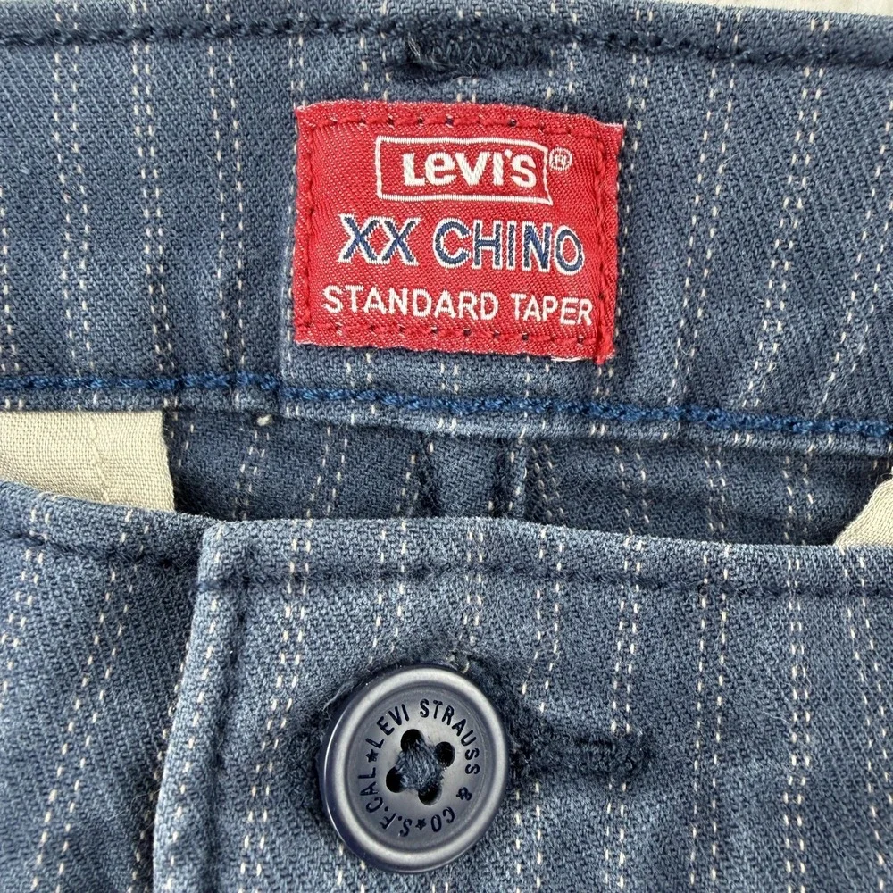 Levi's XX Chino Pants Mens 30x28 Blue Standard Taper Pinstripe Stretch Slim